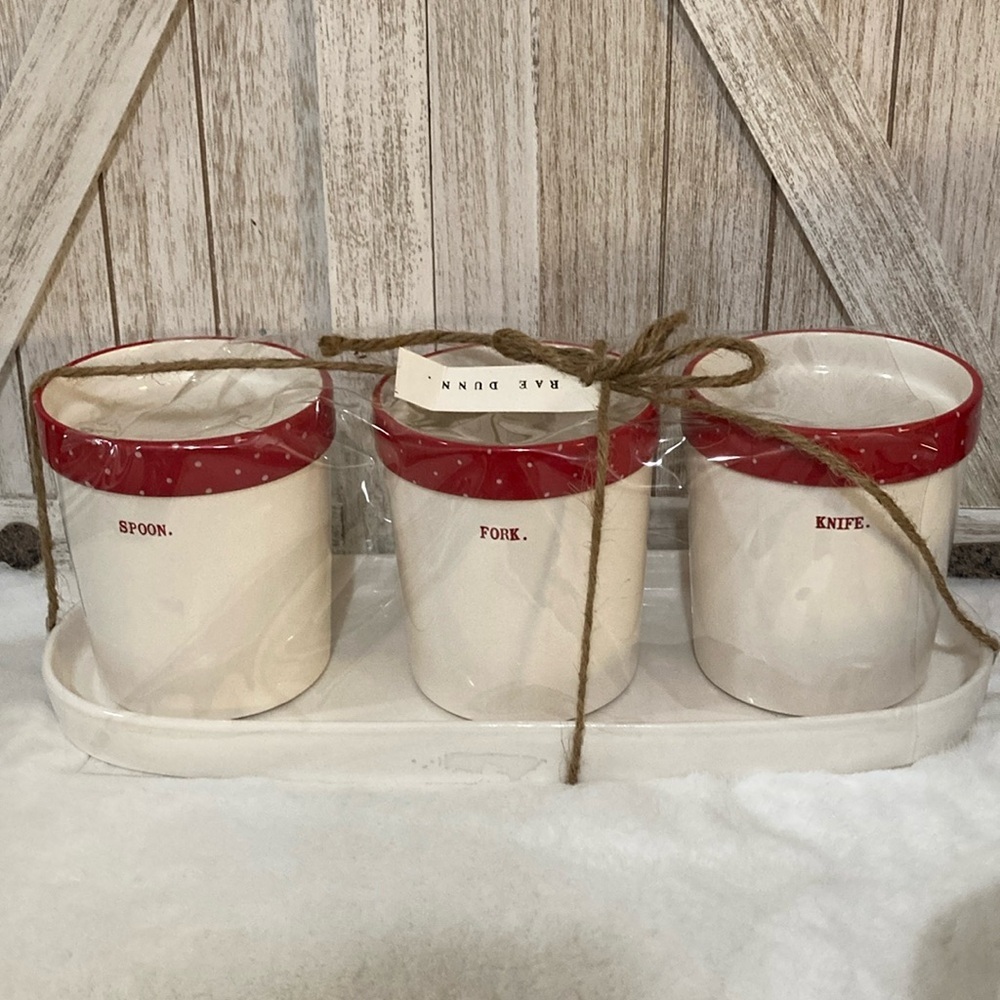 Rae Dunn Ceramic Silverware Holders